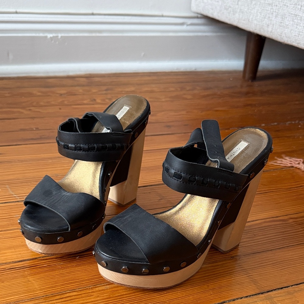 Cynthia Vincent Leather Platform Sandals